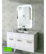 Зеркало закругленное с подсветкой для ванной комнаты Эстер на батарейках (аккумуляторе)